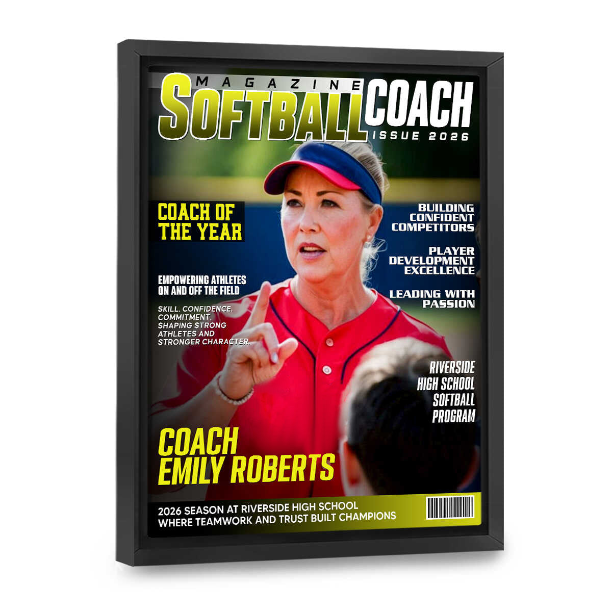 Softball Coach Magazine Cover Canvas, Personalized Coach Appreciation Gift, Thank You Softball Coach Wall Art, End Of Season Coach Keepsake