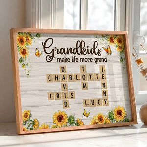 Grandkids Make Life More Grand Crossword Puzzle Sunflower Personalized Canvas/Poster