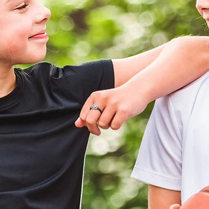 Personalized Sports Team Number Birthstone Ring with Custom Engraving Text - Basketball Baseball Mom Ring