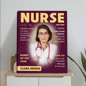 Personalized Nurse Magazine Cover Canvas, Nurse Appreciation Gifts, Nurses Week Gifts, RN Retirement Gifts