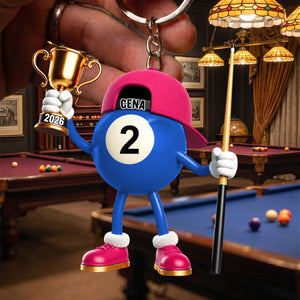 Personalized Billiard Champion Mascot Keychain | Custom Gift For Pool Players & Tournament Competitors