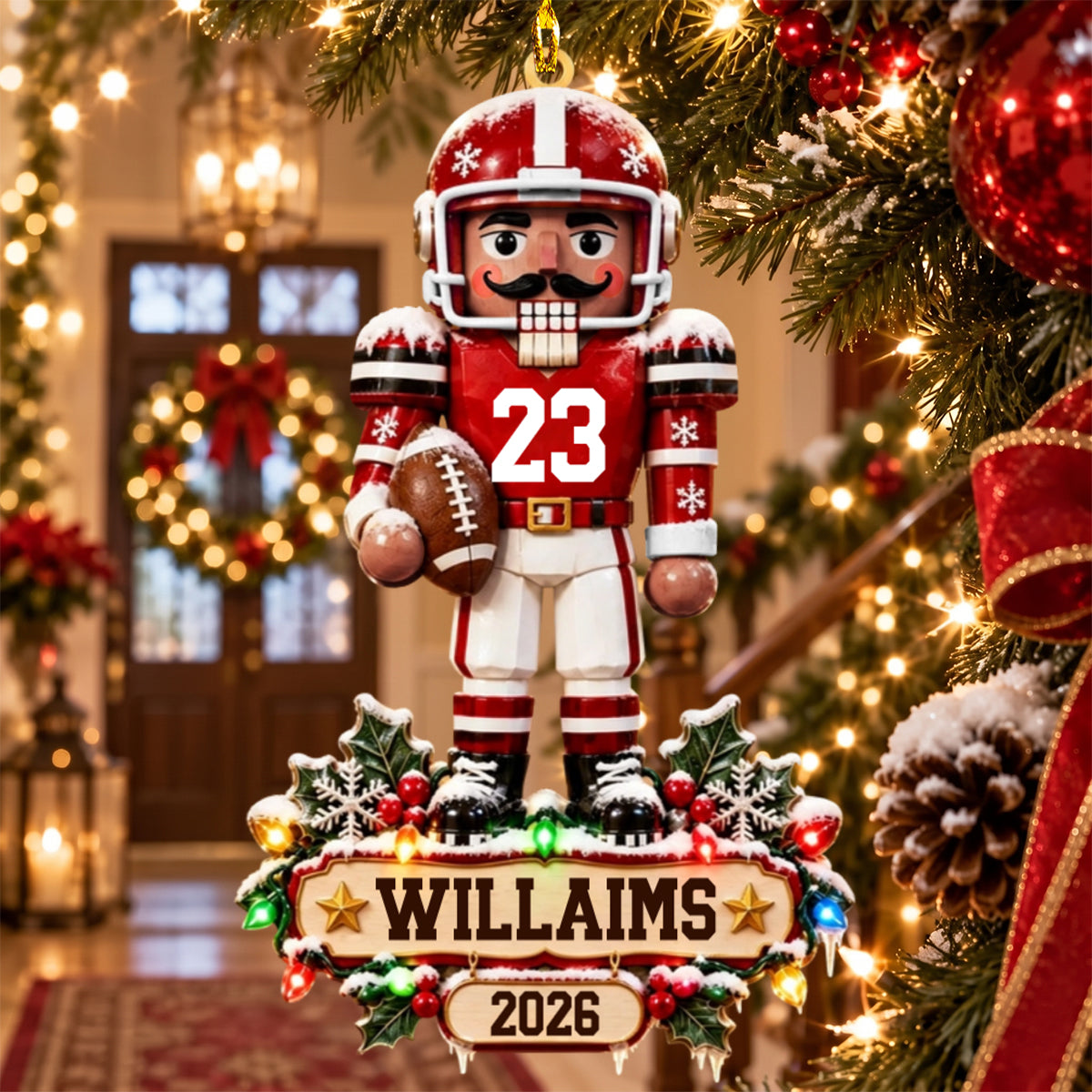 Personalized Football Nutcracker Flat Acrylic Ornament