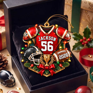 Personalized Football Ornament – Custom Name & Jersey Number Keepsake | Gift For Kids & Football Players
