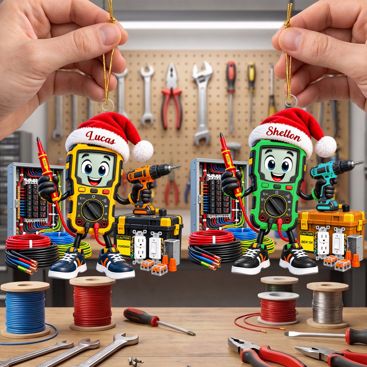Personalized Electrician Christmas Ornament – Custom Name Keepsake | Gift for Electricians & Electrical Apprentices