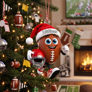 Personalized The running American football player Hanging Ornament - Custom Holiday Sports Decor For Backpacks & Christmas Trees