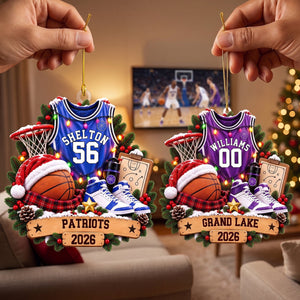 Personalized Basketball Christmas Ornament – Custom Name & Jersey Number Keepsake | Gift For Basketball Players, Coaches & Fans