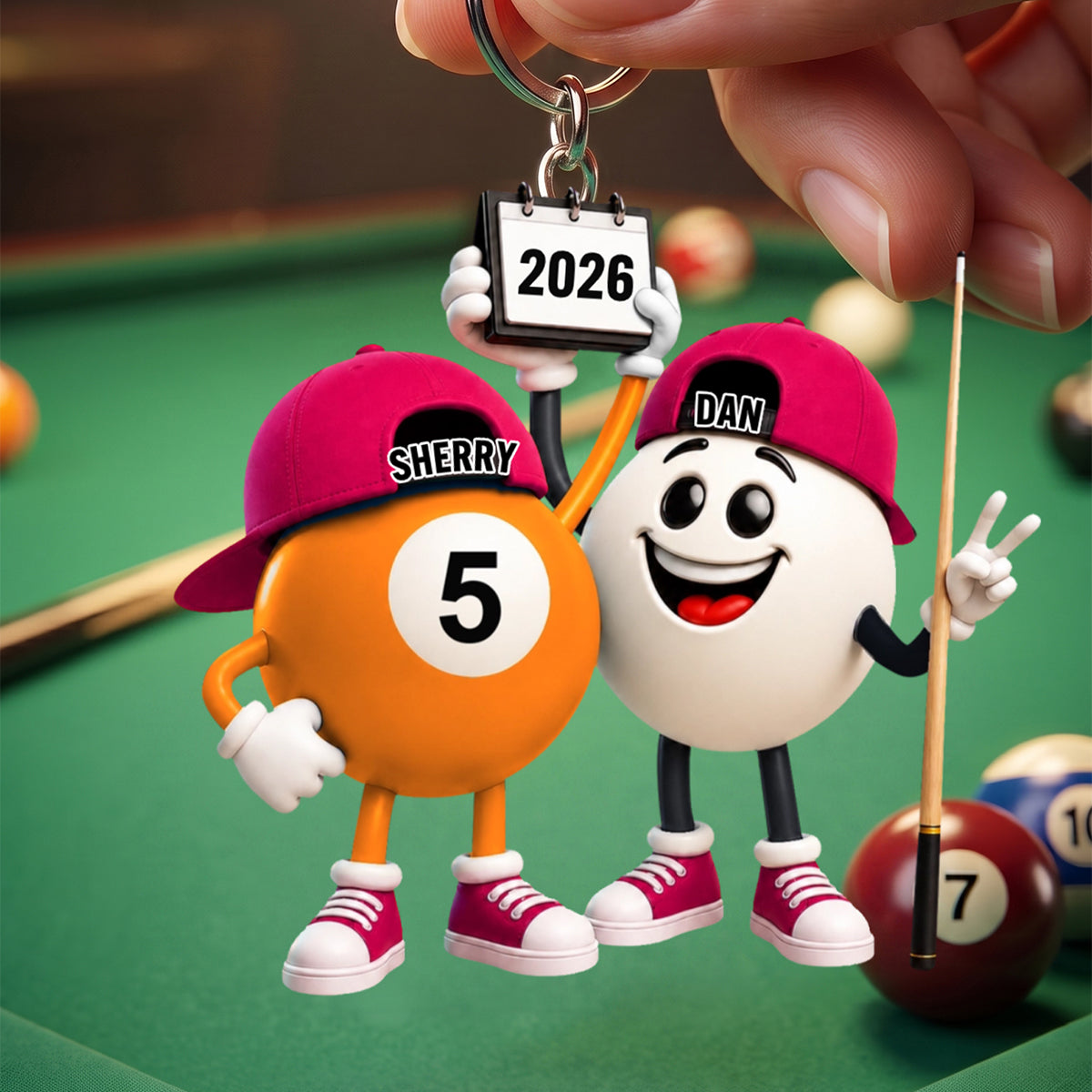 Personalized Billiard Couple Keychain | Unique Gift For Pool Players & Billiard Lovers