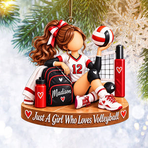 Just a Girl Who Loves Volleyball - Personalized Volleyball Player Ornament,Christmas Gift for Teen Girl
