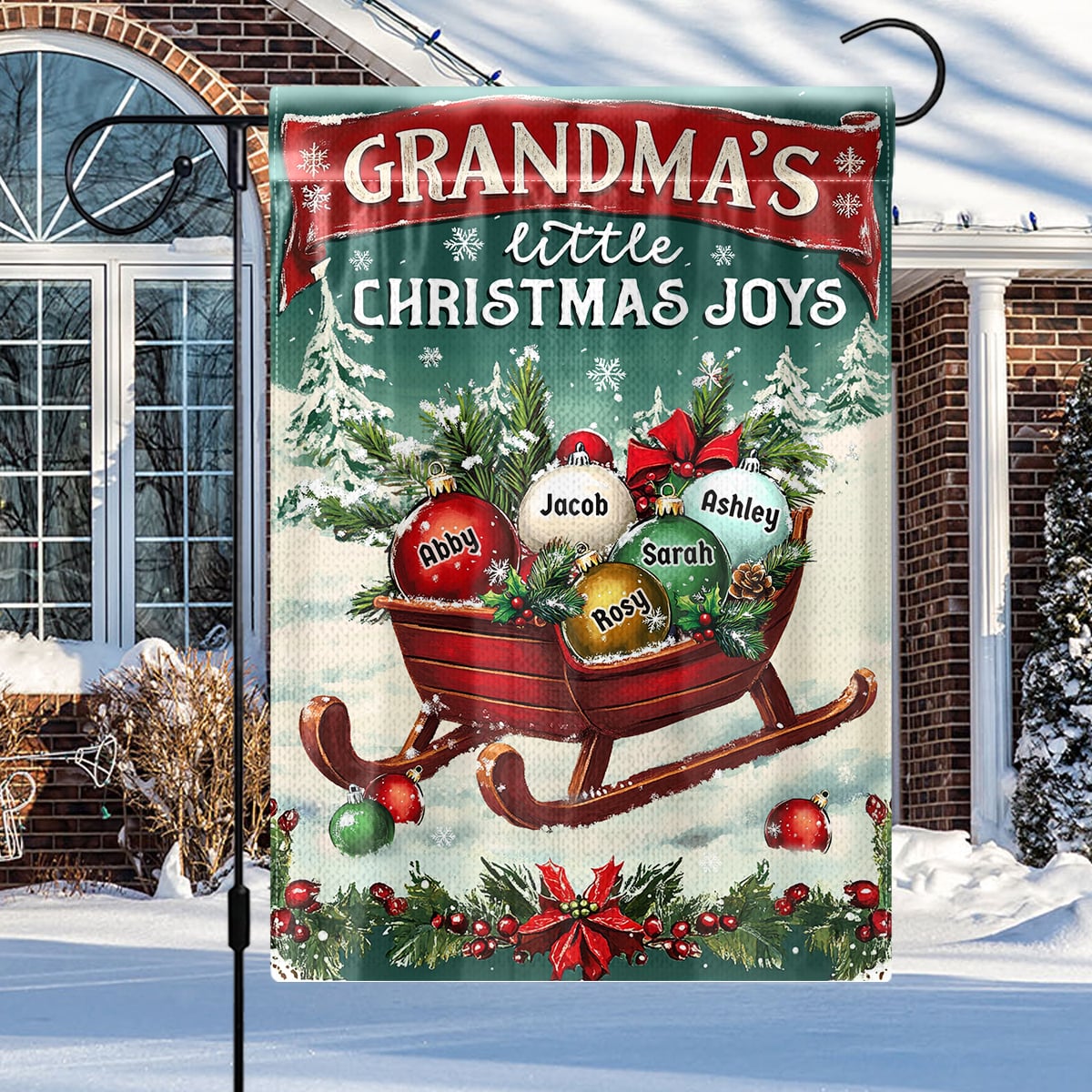 Christmas Gifts Grandma's Little Merry Personalized Garden Flags Winter Decorations