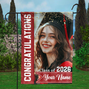 Congrats Photo Graduation Flags - Personalized Graduation Garden Flag - Graduation Class Of 2026