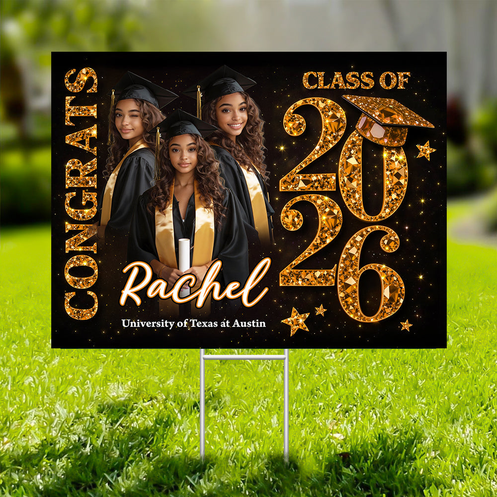 Congrats Senior 2026 Lawn Sign, Graduation Gift - Personalized Graduation Yarn Sign