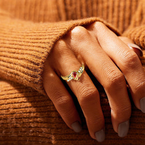 Personalized Memorial Birthstone Ring with Engraved Text