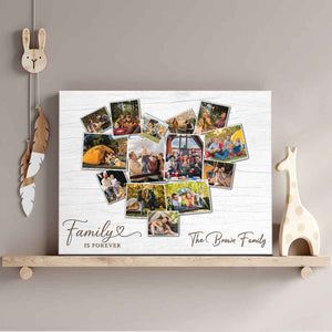 Custom Heart Photo Collage Canvas Poster, Personalized Message and Photos Gift