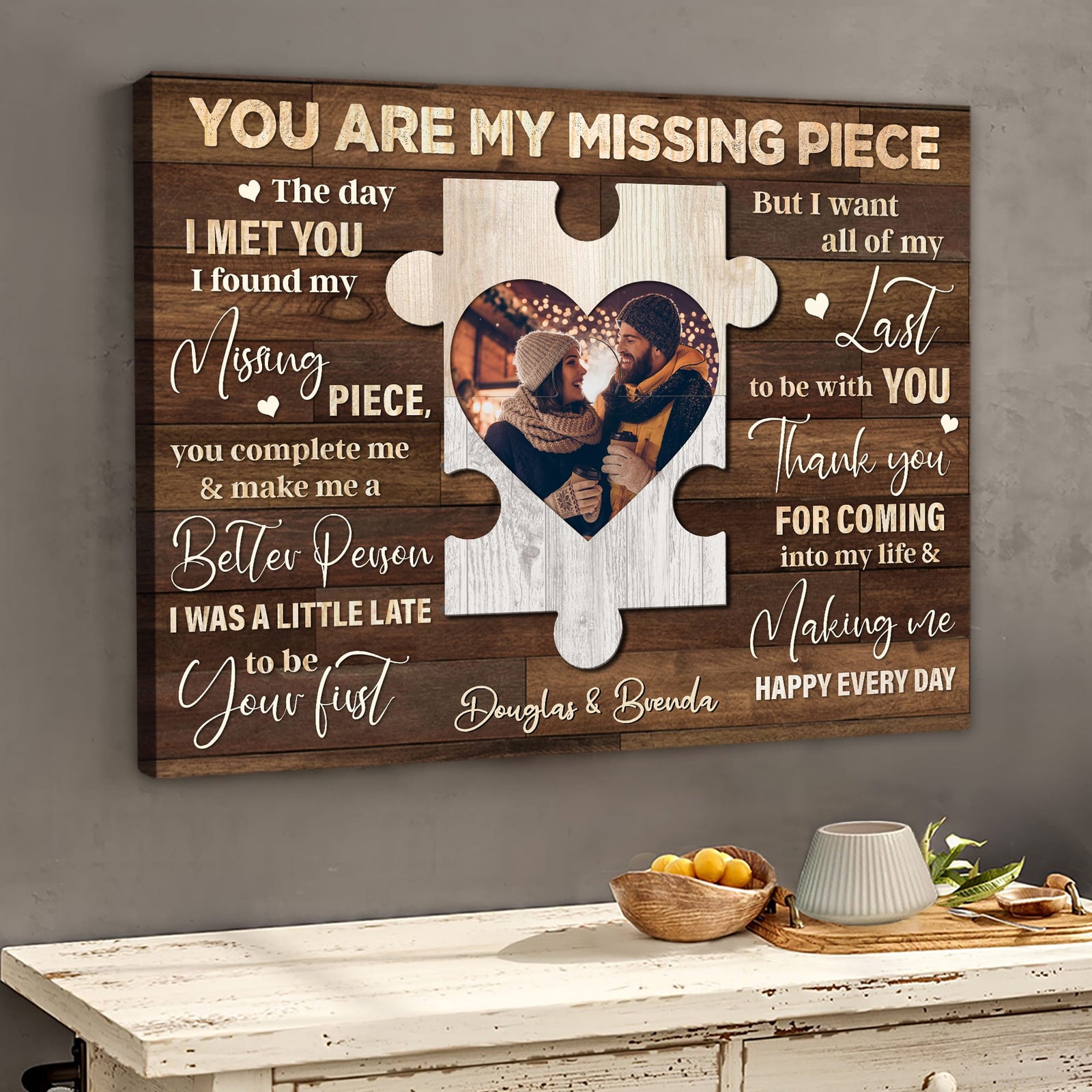 You Are My Missing Piece Custom Puzzle Photo Canvas Poster,Couple Gift