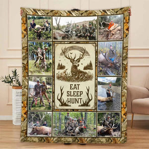 Custom Elk Hunting Blanket, Custom Blanket For Hunter, Dad Blanket, Grandfather Blanket, Hunting Lover Blanket, First Elk Photo Gift