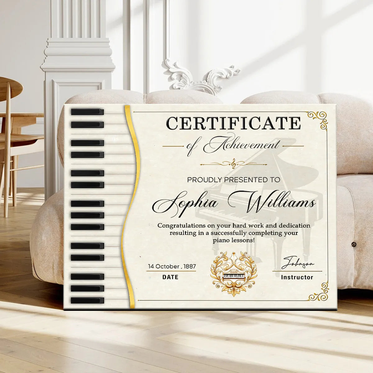 Piano Certificate Canvas, Custom Piano Achievement Gift, Piano Competition Award, Piano Lesson Graduation Certificate, Gift From Piano Teacher