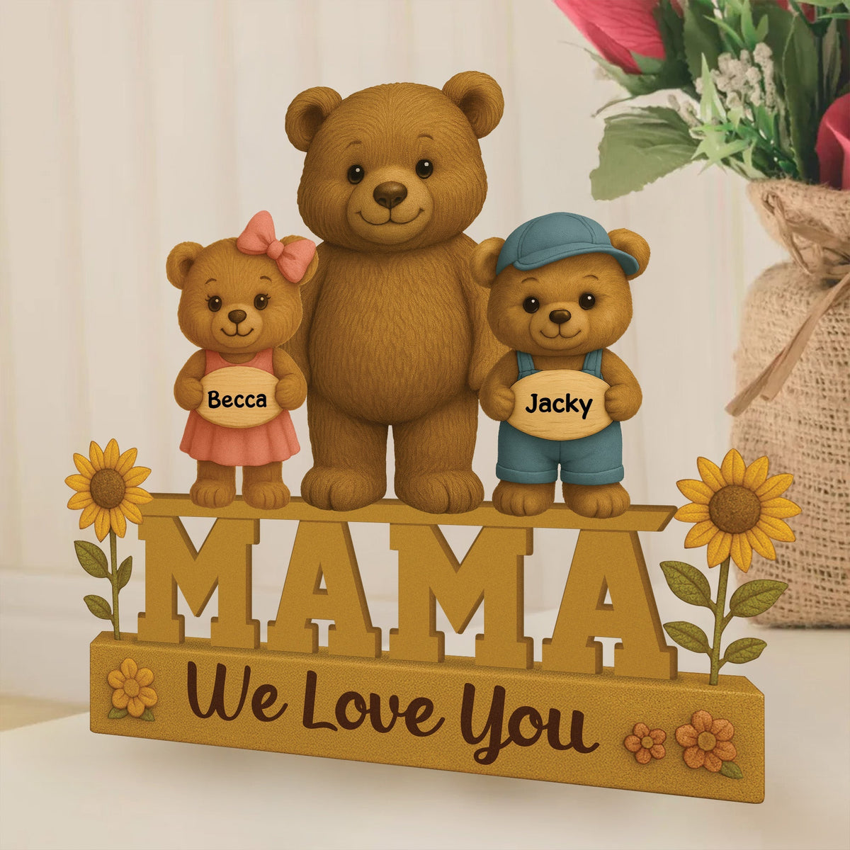 Mama I Love You, Personalized Mother's Day Gift, Custom Shaped Acrylic Plaque