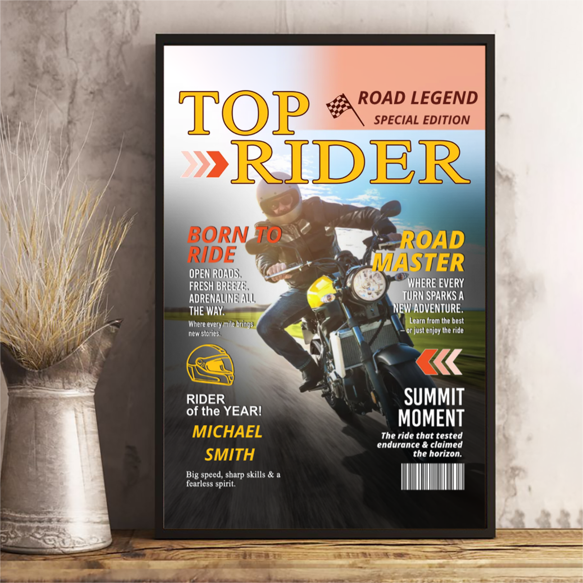 Custom Motorcyclist Magazine Cover Personalized Canvas/Poster Motorcycle Rider Gift