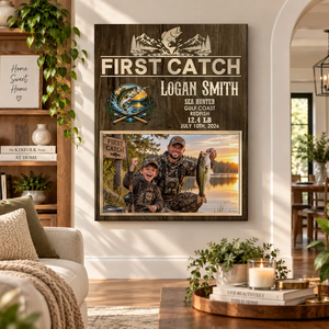 Personalized First Catch Canvas, Custom Fishing Photo Gift, First Catch Keepsake, Fishing Gift, Gift For First-Time Anglers