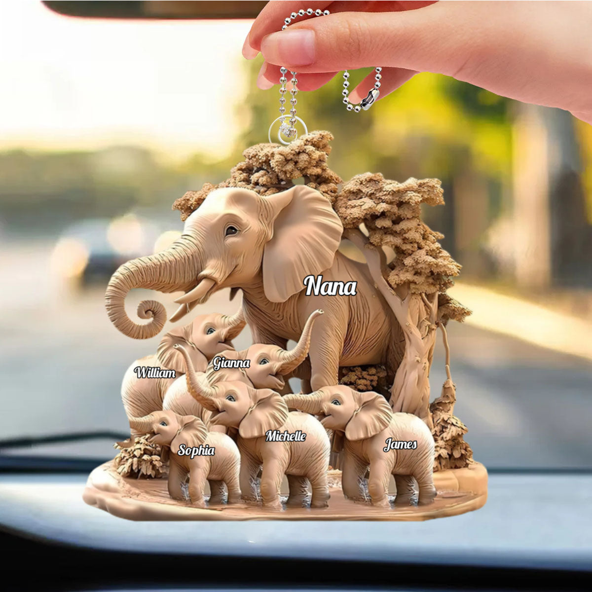 Gift For Mom, Grandma - Personalized Elephant Acrylic Ornament