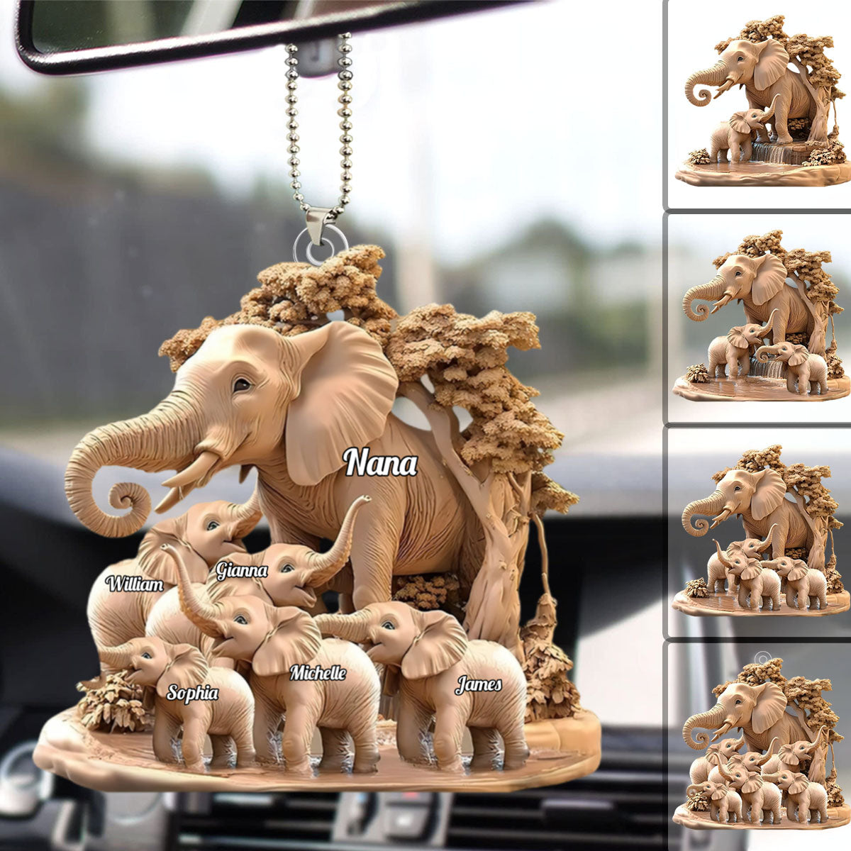 Gift For Mom, Grandma - Personalized Elephant Acrylic Ornament