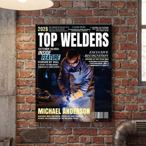 Personalized Top Welder Magazine Canvas, Custom Welder Recognition Gift, Welding Professional Gift, Welder Appreciation Gift