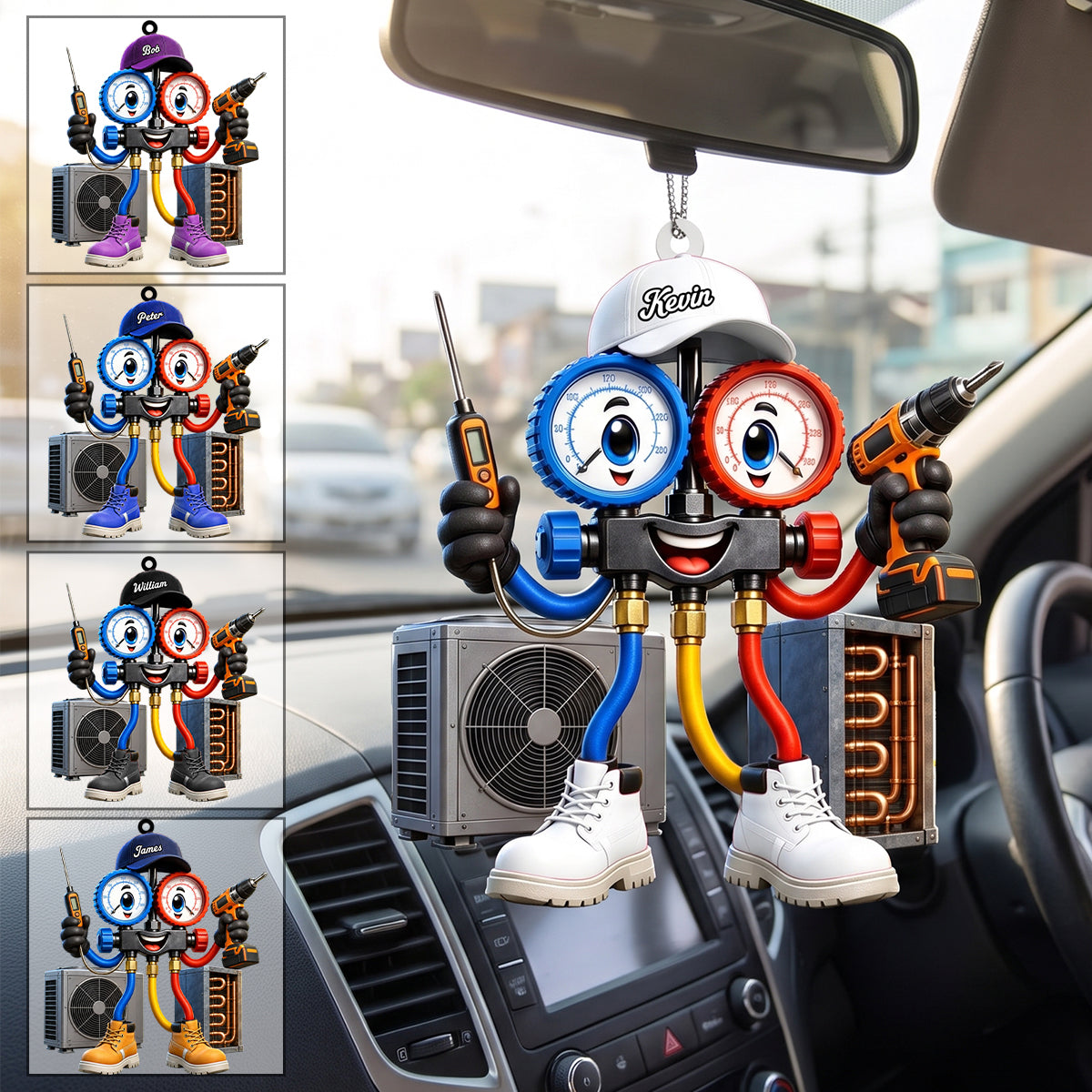HVAC Manifold Gauge Mascot Hanging Ornament – Personalized Gift For Heating & Cooling Professionals
