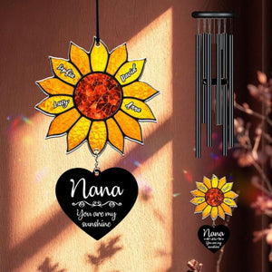 Personalized Nana Sunflower,You are My Sunshine Wind Chime