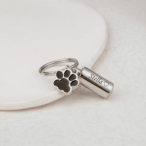Personalized Pet Memorial Dog Paw Pet Urns Keychain