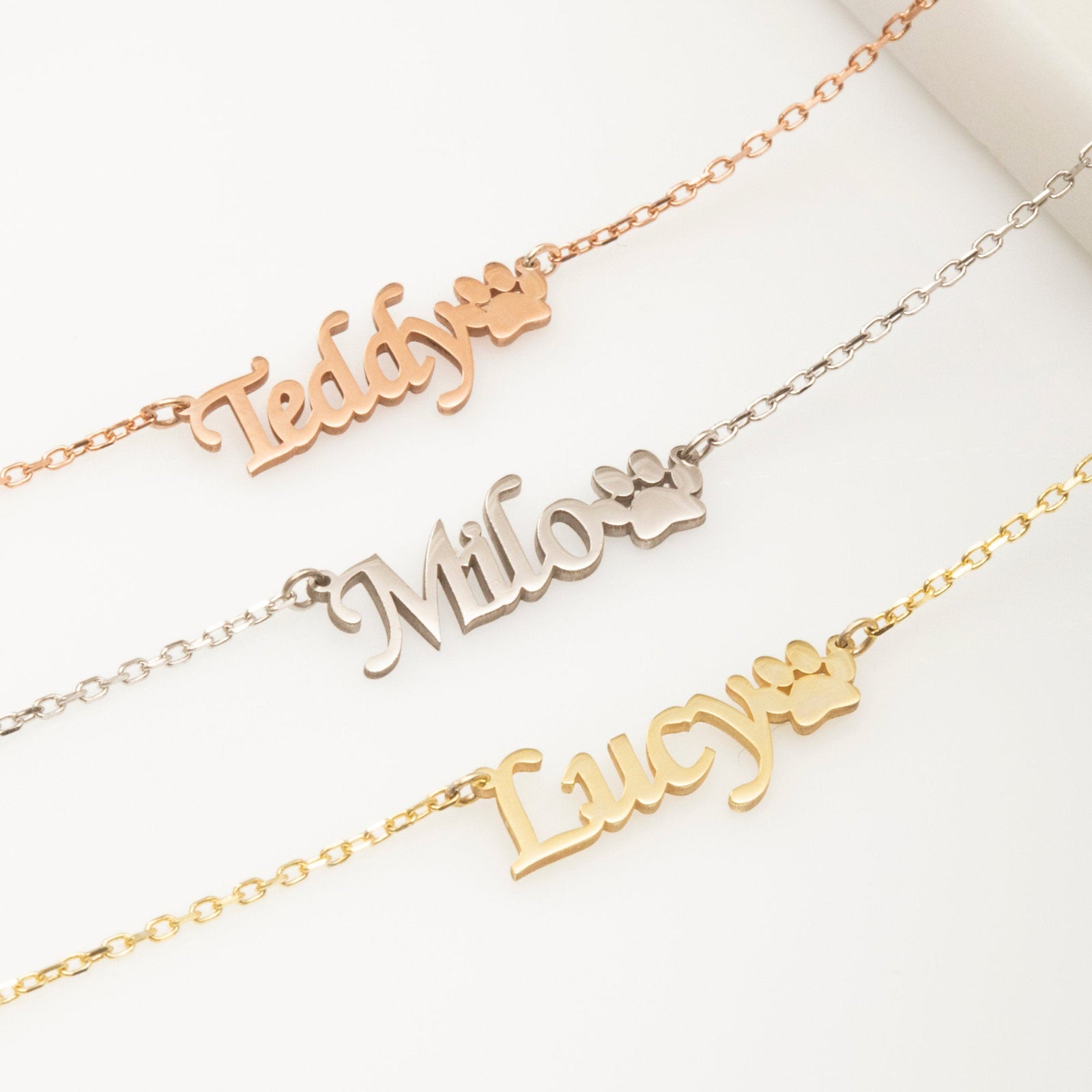 Personalized Pet Name with Paw Memorial Necklace