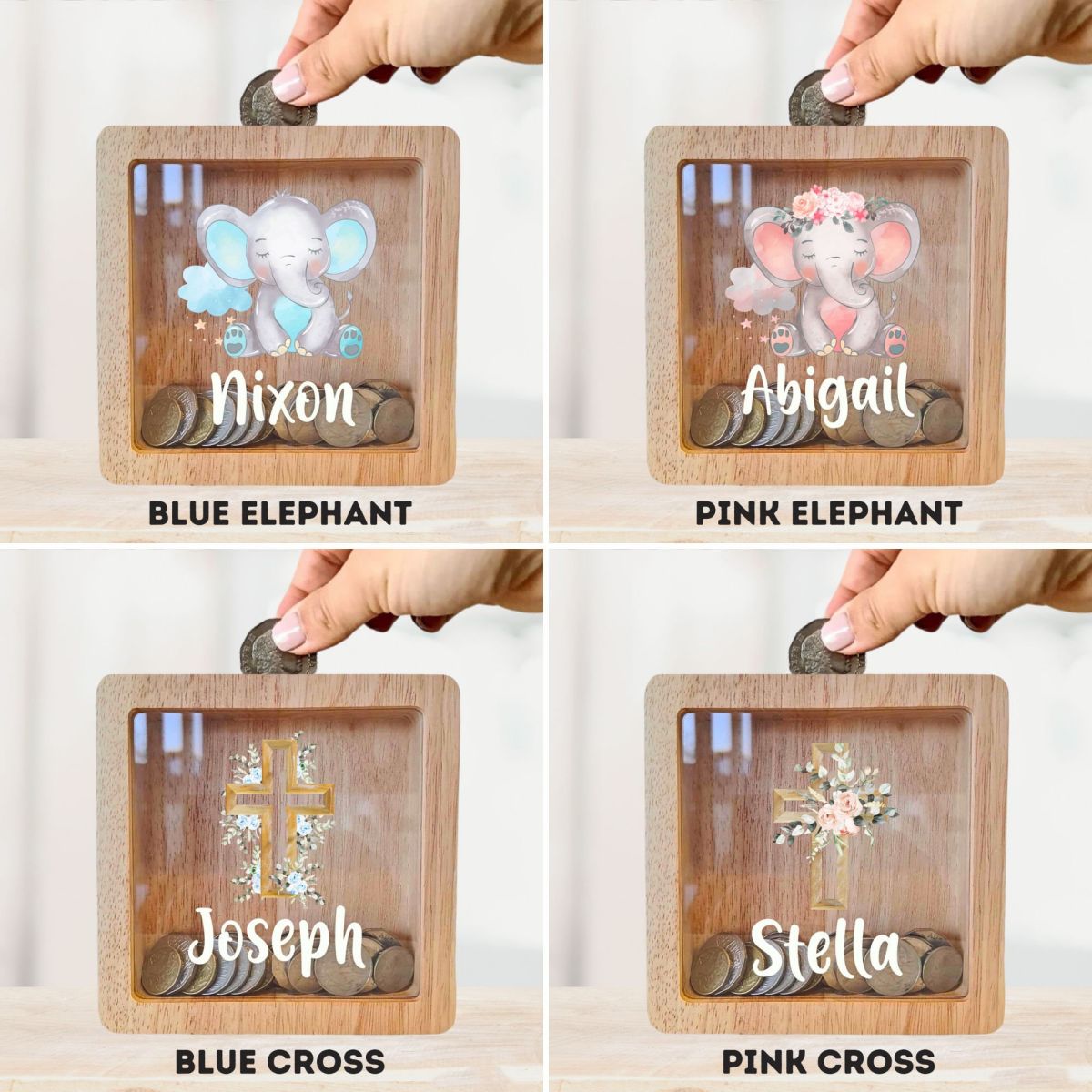 Personalised Kids For boy or girl Wood Custom Money Box