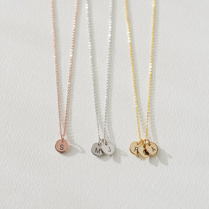 Personalized Initial Disc Necklace/ Engraved Letter Necklace