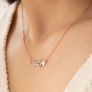 Personalized Pet Name with Paw Memorial Necklace