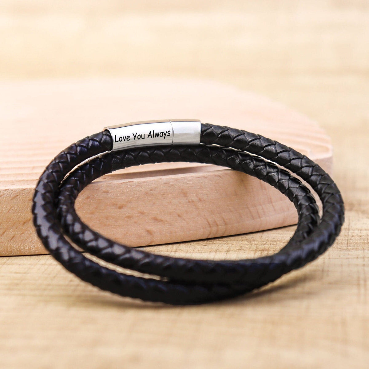 Personalized Memorial Buckle Leather Bracelet