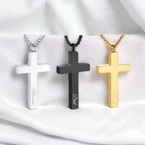 Engraved Name Personalized CROSS URN NECKLACE Cremation Jewelry