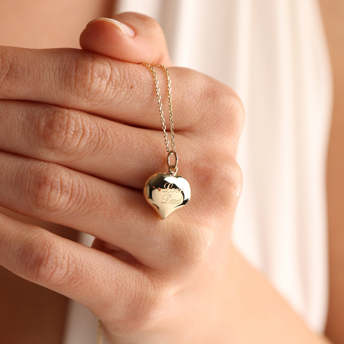 Personalized Gold Heart Cremation Charm Necklace For Pet Ashes