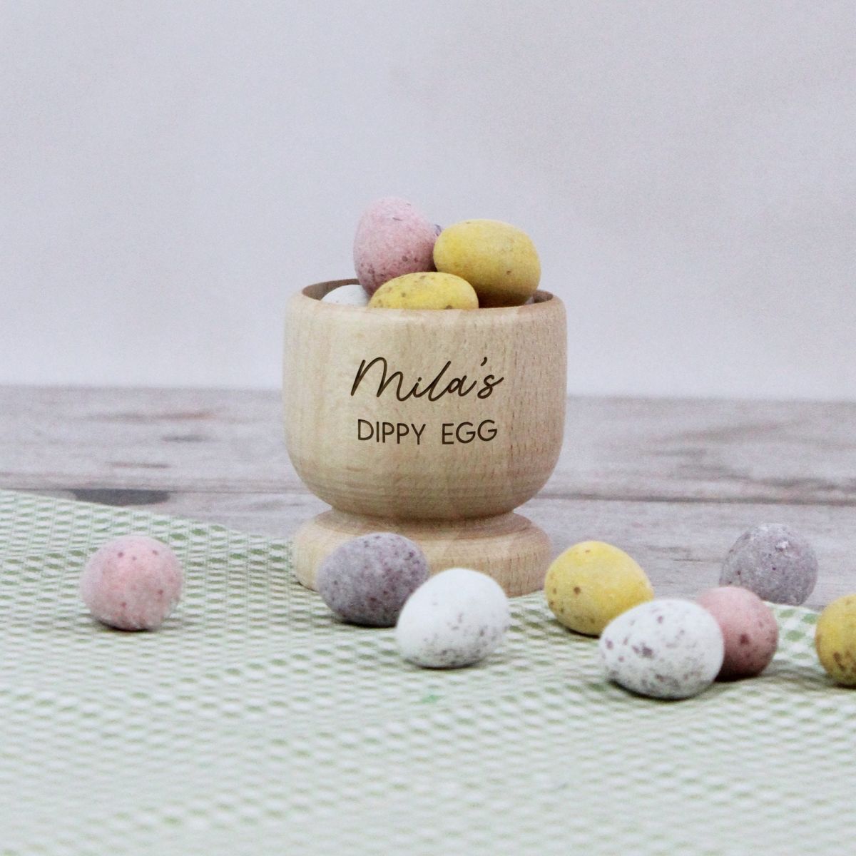 Personalized Wooden Egg Cup with Any Name, Easter Gift for Kids