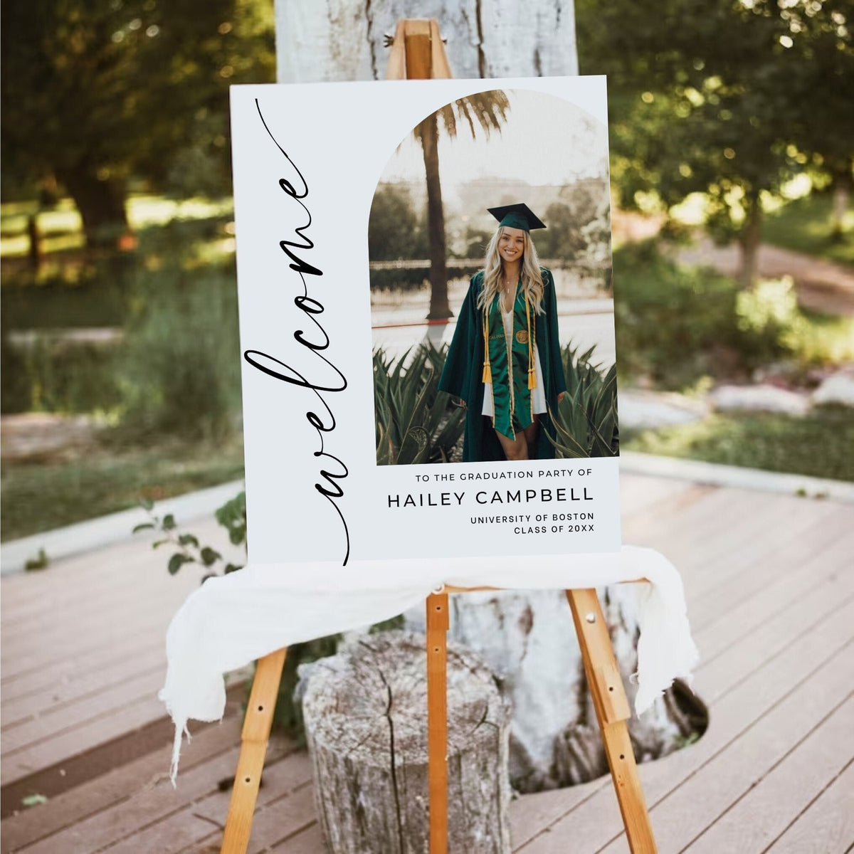 Personalized Graduation Welcome Sign, Custom Photo Grad Party Canvas Welcome Sign