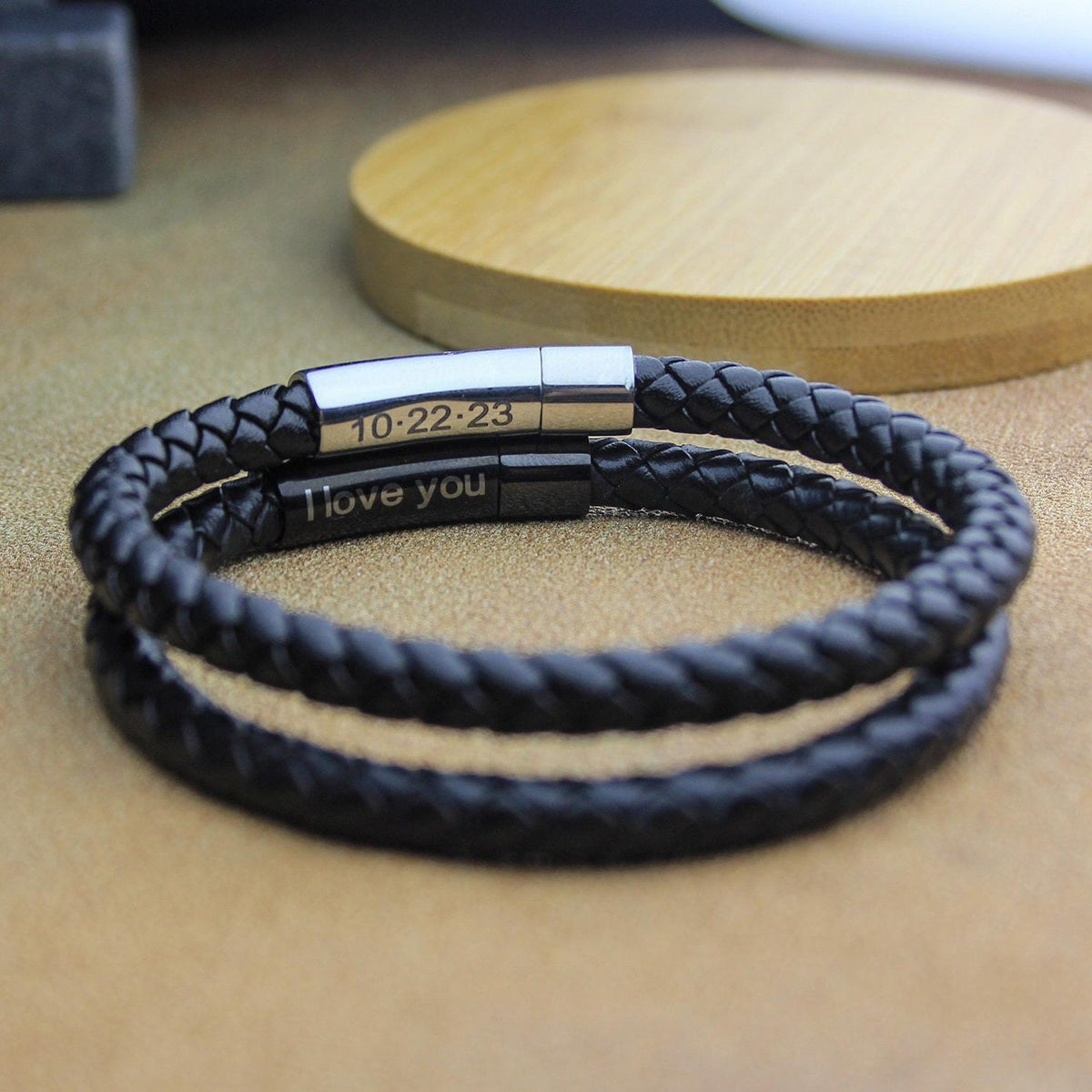 Personalized Memorial Buckle Leather Bracelet