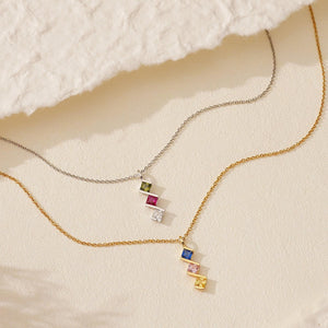 Personalized Multiple Birthstone Necklace Gift For Family