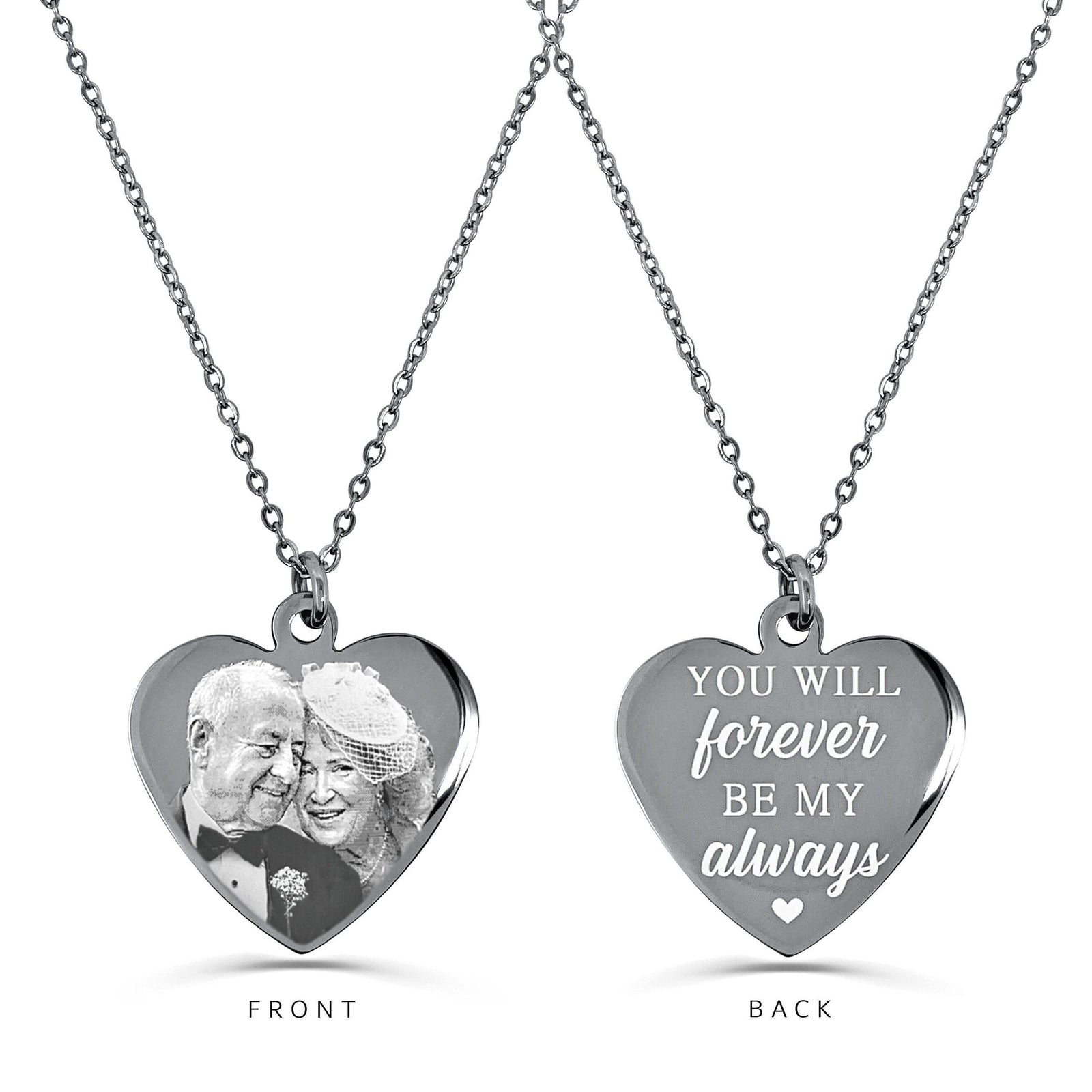 Personalized Necklace Photo Engraved Heart Pendant