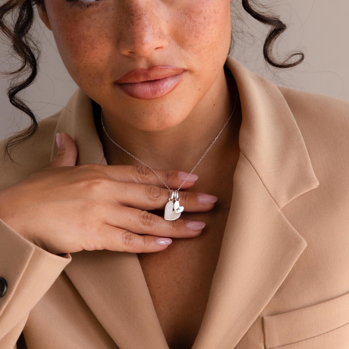 Personalized Pearl Initial Heart Necklace