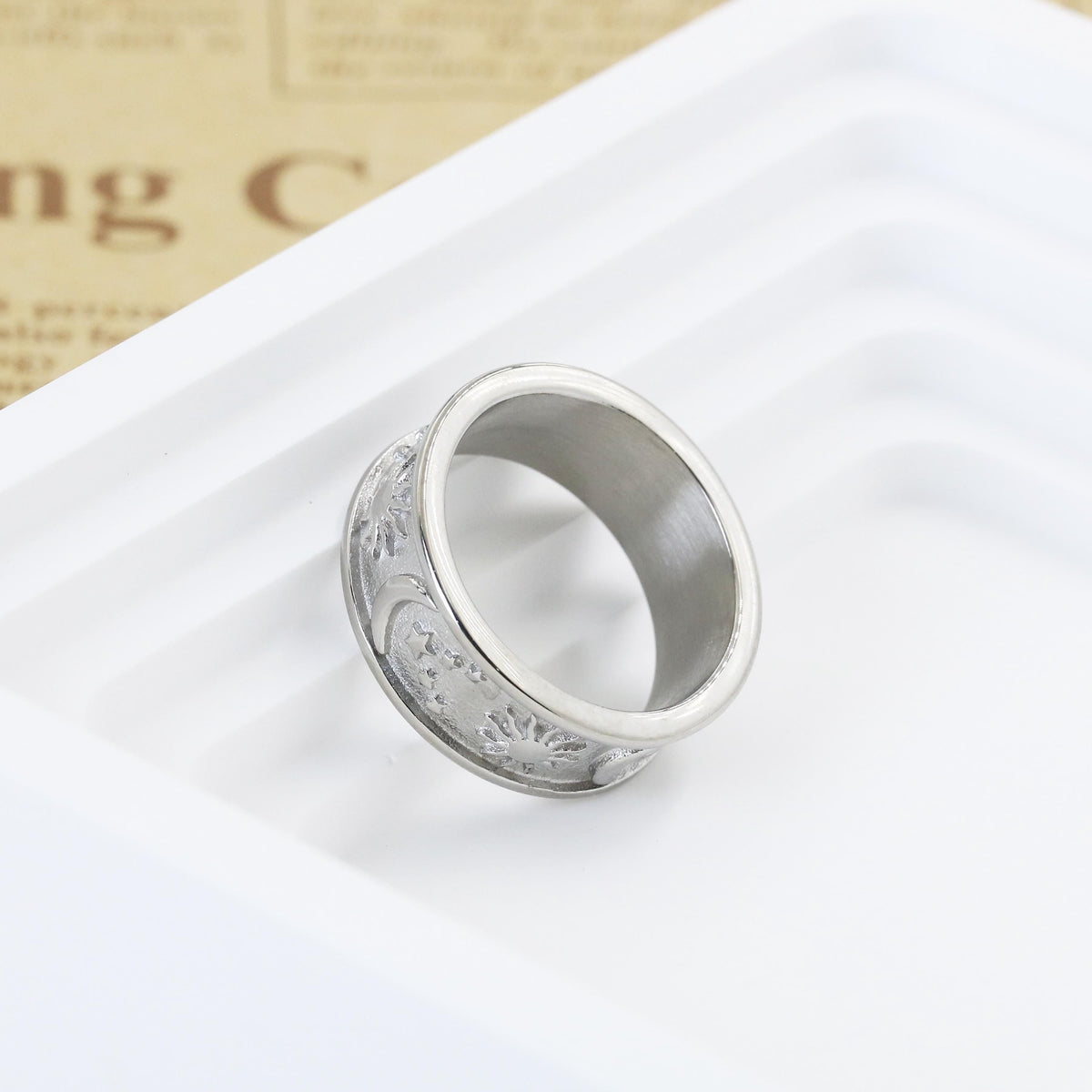 Personalized Sun Moon Star Ring For Couple, BBF, Engraved Vintage Rings