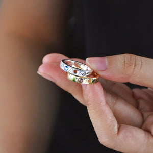 Personalized Pet Name With Birthstone Pet Paw Ring Memorial Gift For Dog Mom