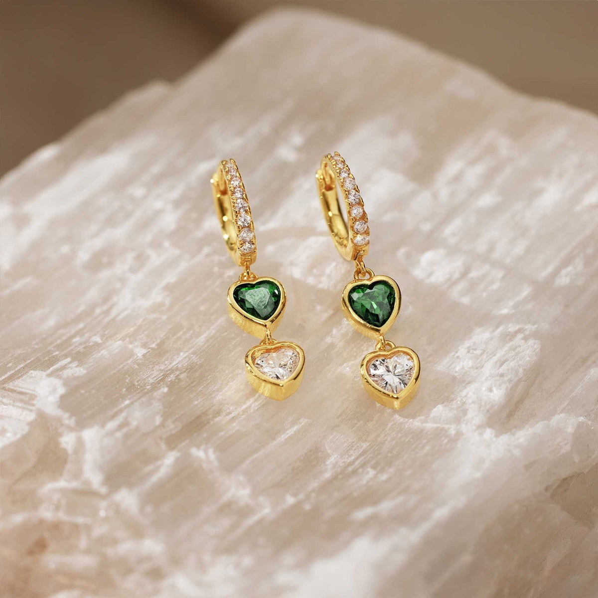 Personalized Heart Birthstone Earrings – Gift for Moms, Grandmas