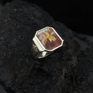 Photo Ring With 2 Birthstones, Personalized Gift for Her