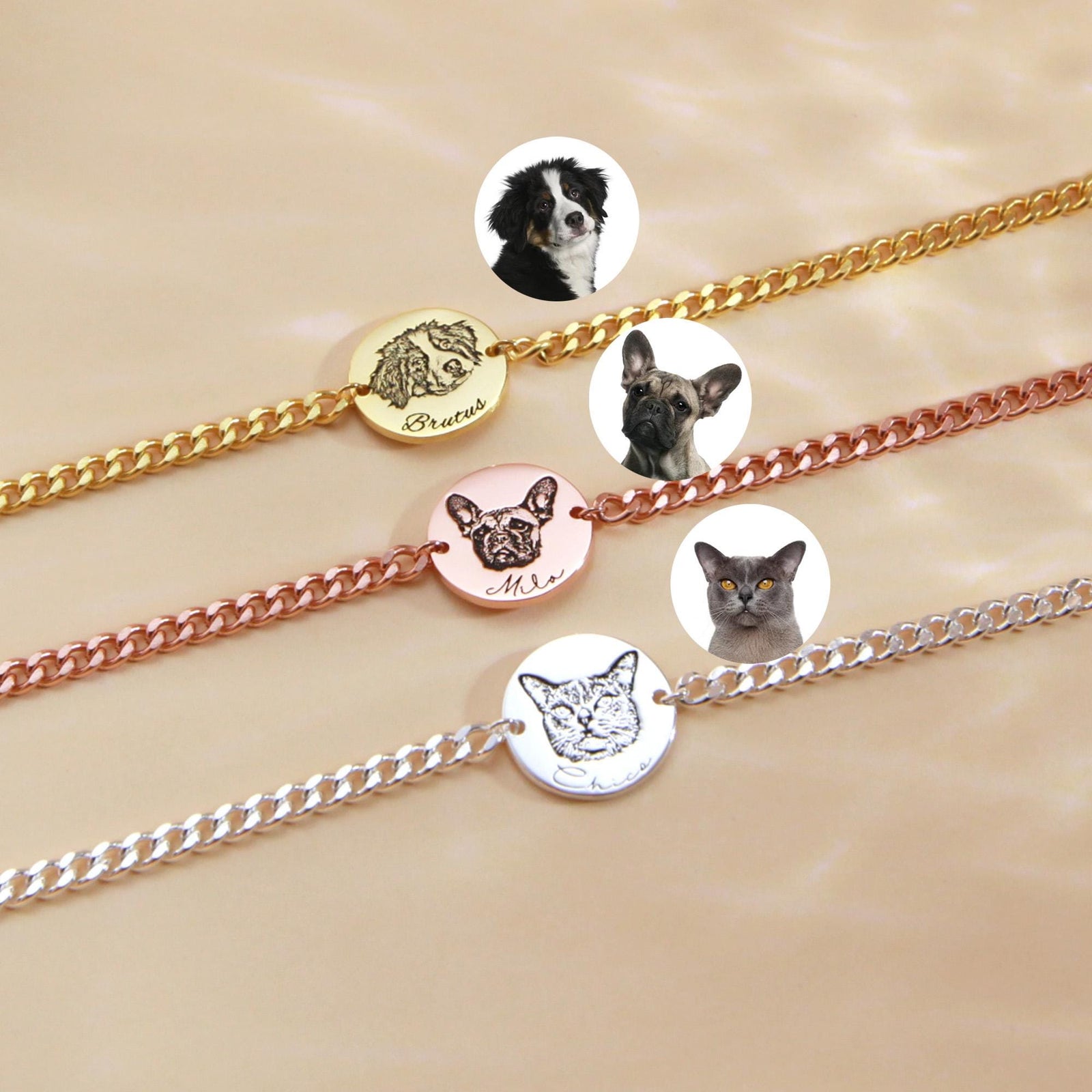 Personalized Pet Portrait Bracelet Gift for Pet Lover