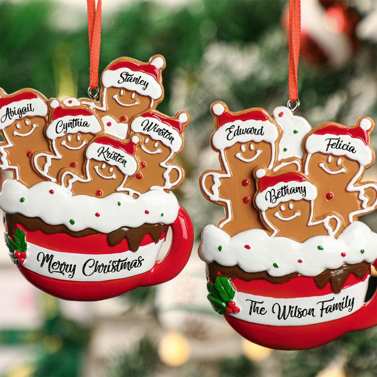 Personalized Christmas Gingerbread Family Ornament
