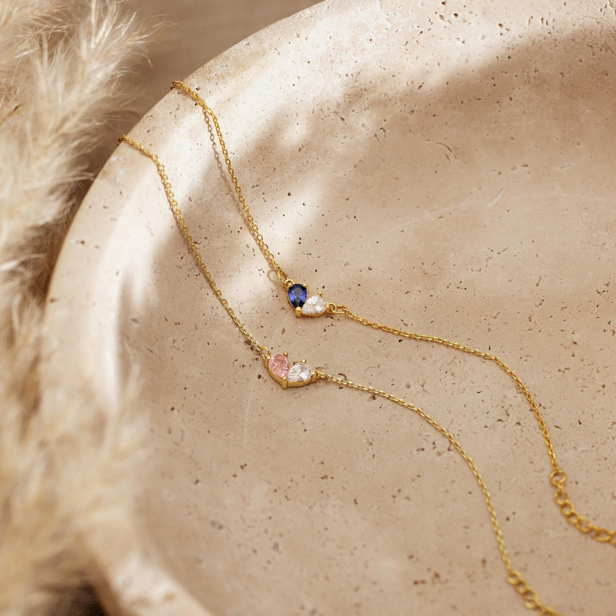 Custom Heart Birthstone Bracelet, 2 Birthstone Bracelet, Mothers Gift,Birthday Gift for Her