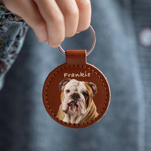 Personalized Engraved Name Custom Pet Keychain with Portrait from Photo, Memorial Gift